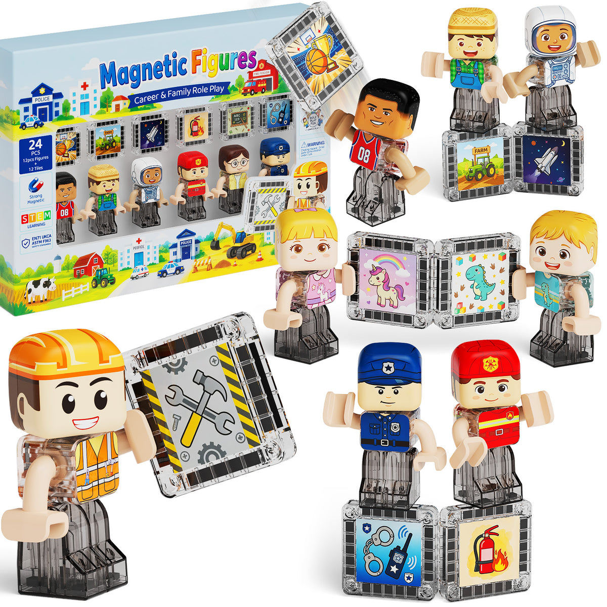 Magnetic Figures for Kids: 24-Piece Career & Family Play Set S1139