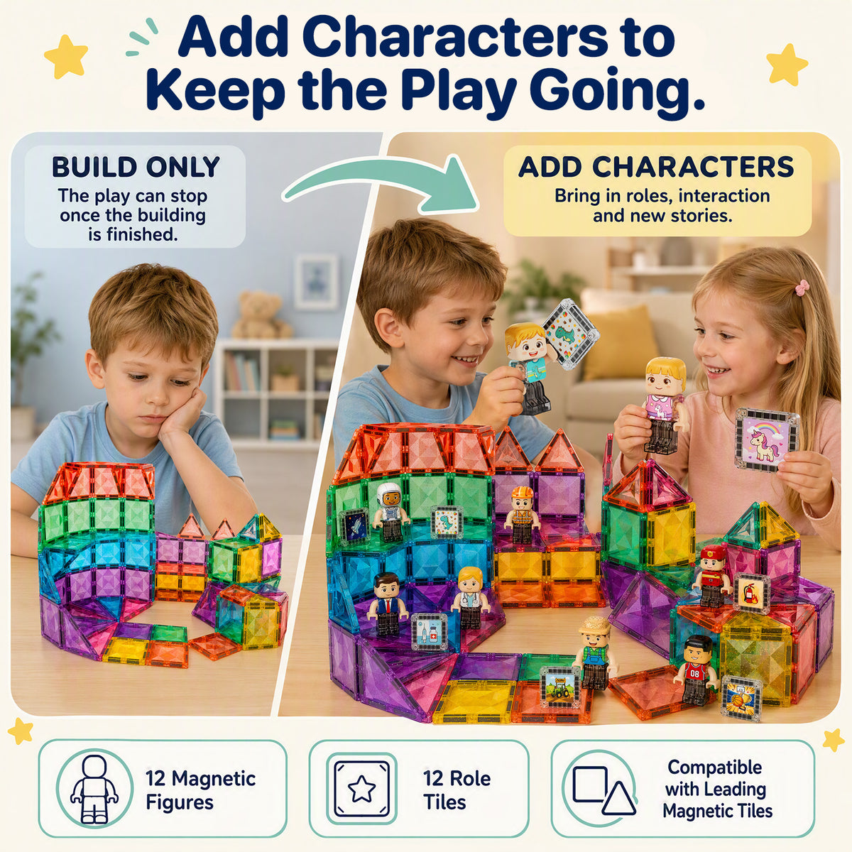 Magnetic Figures for Kids: 24-Piece Career & Family Play Set S1139