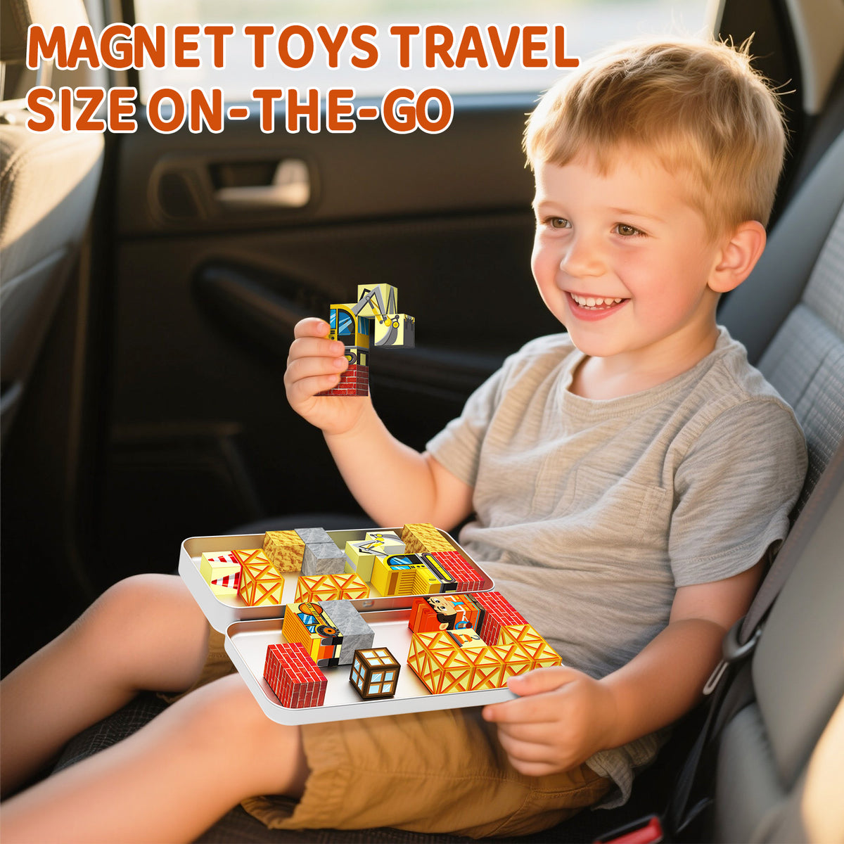 WMXDU Magnetic Blocks with Magnet Box-35PCS Magnet Cubes, Magnetic Tiles Kids Build Cubes Travel Game Toys, Road Trip Sensory Toy Christmas Birthday Gifts for Boys & Girls Ages 3 Set 4016