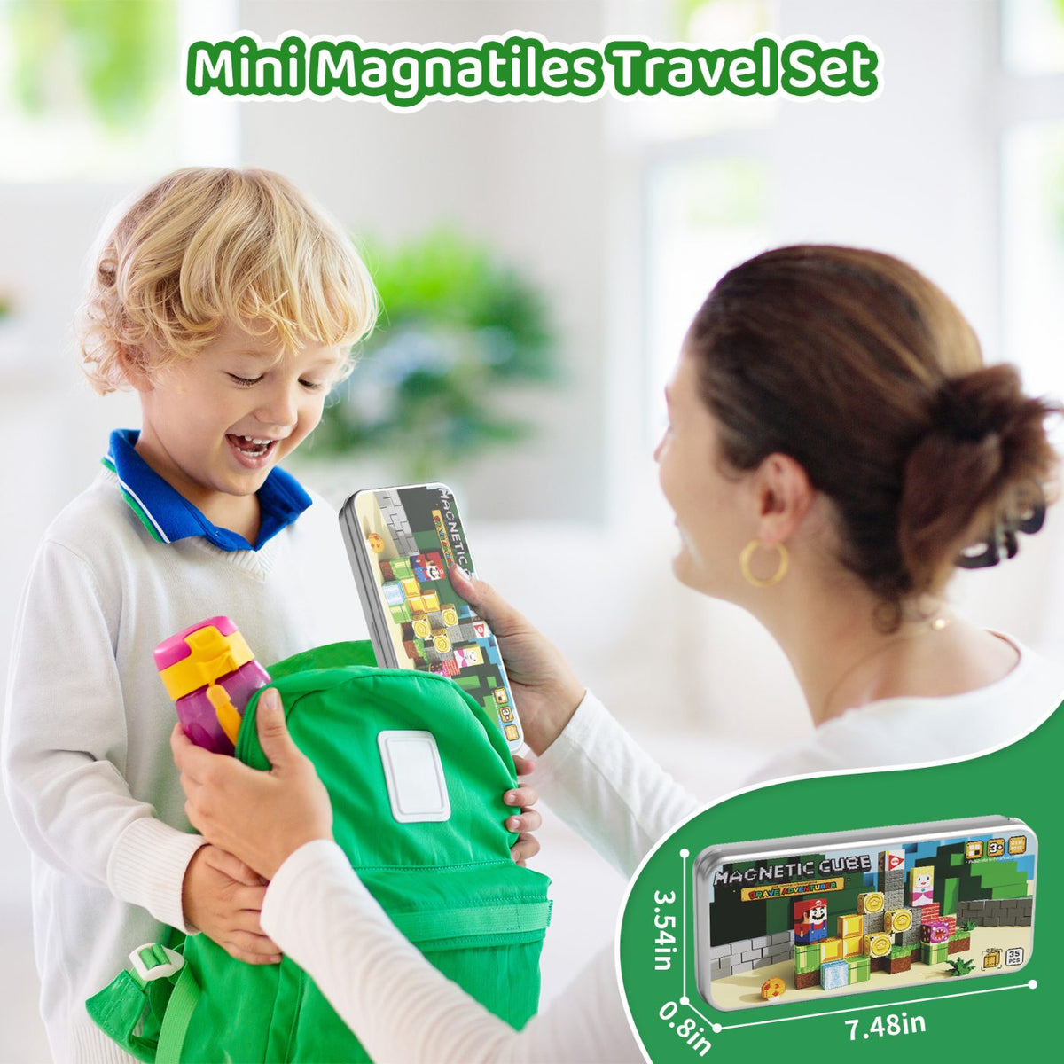 Magnetic Building Blocks Travel Toys for Kids Ages 4-8, Toddler Magnetic Cubes STEM Learning Set with Iron Storage Box – Portable Construction Toys for Boys Girls 3-5 Set 4015