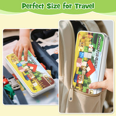 Mini Magnetic Blocks Farm Animals Travel Toys, 35PCS Portable STEM Magnetic Building Cubes with Metal Storage Box for Kids Ages 4-8, Road Trip & Airplane Essentials Set 4017