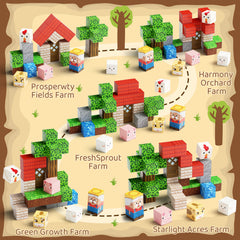Mini Magnetic Blocks Farm Animals Travel Toys, 35PCS Portable STEM Magnetic Building Cubes with Metal Storage Box for Kids Ages 4-8, Road Trip & Airplane Essentials Set 4017