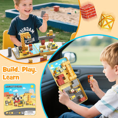 49PCS Mini Magnetic Building Blocks for Kids Ages 3-8 | STEM Educational Travel Toys with Portable Iron Storage Box | Construction Learning Gift for Toddlers, Boys & Girls Set GC-049