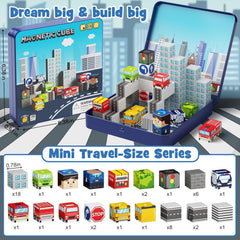 Magnetic Building Blocks City Traffic Set 49 pcs, Children STEM Toys Travel Learning Magnetic Blocks, Toddler Toys for Car & Plane, Birthday Chrimas Gift for Ages 3+ Year Kids Set CSJT-049