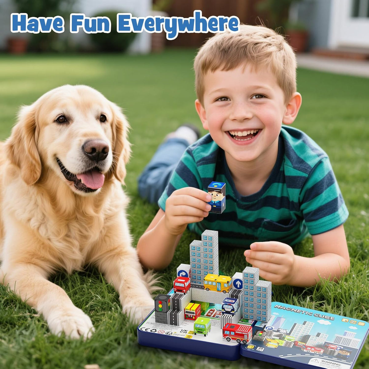 Magnetic Building Blocks City Traffic Set 49 pcs, Children STEM Toys Travel Learning Magnetic Blocks, Toddler Toys for Car & Plane, Birthday Chrimas Gift for Ages 3+ Year Kids Set CSJT-049
