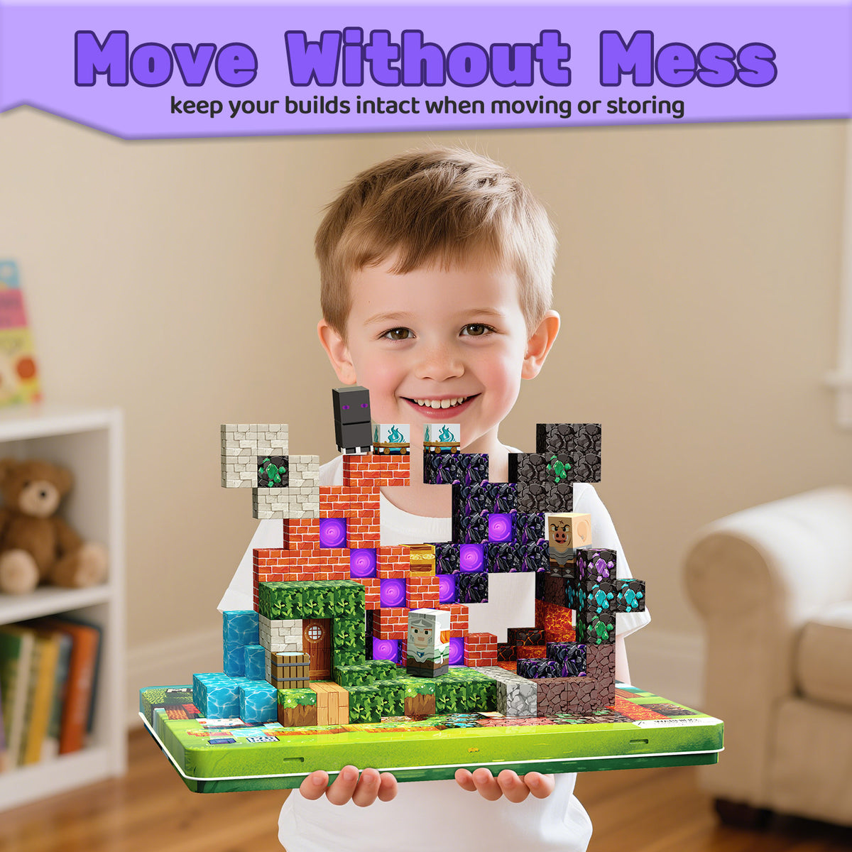 176 PCS Magnetic Blocks Portal Forest Castle Set, Montessori STEM Sensory Building Blocks, Educational Construction Toys, Easter Christmas Birthday Gifts for Boys and Girls Ages 5-10 Set S4027
