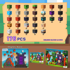 176 PCS Magnetic Blocks Portal Forest Castle Set, Montessori STEM Sensory Building Blocks, Educational Construction Toys, Easter Christmas Birthday Gifts for Boys and Girls Ages 5-10 Set S4027
