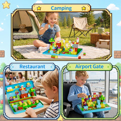 Magnetic Blocks for Kids Travel : 100PCS Portable Tin & Tiles - Adventure Theme Role Play 60-Min Focus - Car Airplane Activities Ages 3-8 Set M-100