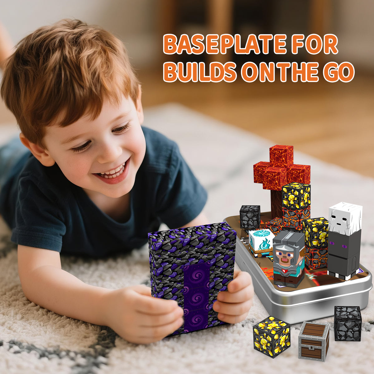Magnetic Building Blocks Travel Toys, Age 3+ STEM Toy with Portable Tin Compatible with Magnetic Tiles, Ideal for Open Boy Ages 4-8 Holiday Birthday Easter Gifts Set 4018