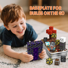 Magnetic Building Blocks Travel Toys, Age 3+ STEM Toy with Portable Tin Compatible with Magnetic Tiles, Ideal for Open Boy Ages 4-8 Holiday Birthday Easter Gifts Set 4018