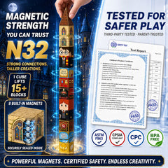 Harry Potter Magnetic Building Blocks, 100PCS Wizard Castle Magnetic Cube Set with Characters & Train, STEM Building Toy for Kids Ages 3+ Set 4029
