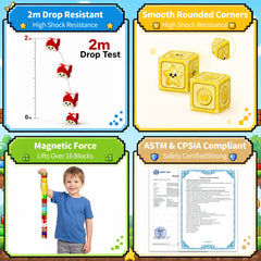 Magnetic Blocks for Kids Travel : 100PCS Portable Tin & Tiles - Adventure Theme Role Play 60-Min Focus - Car Airplane Activities Ages 3-8 Set M-100
