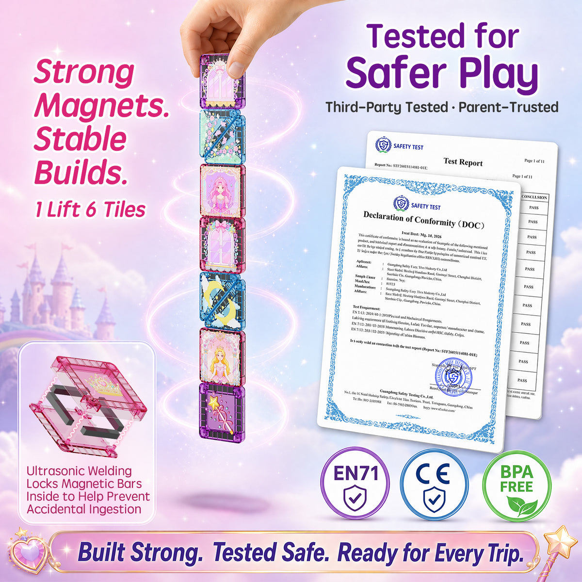 42PCS Unicorn Mini Magnetic Tiles (3.75cm) Set S1138