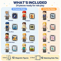 Magnetic Figures for Kids: 24-Piece Career & Family Play Set S1139