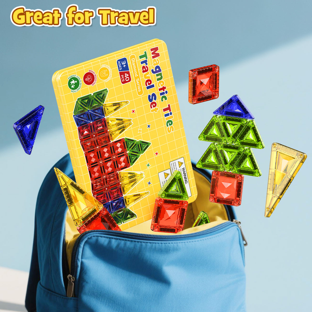 40PCS Gem Classic Colors Magnetic Tiles Set S1107 image 11