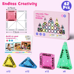 42PCS Glitter Candy Colors Magnetic Tiles Set S1109 image 1