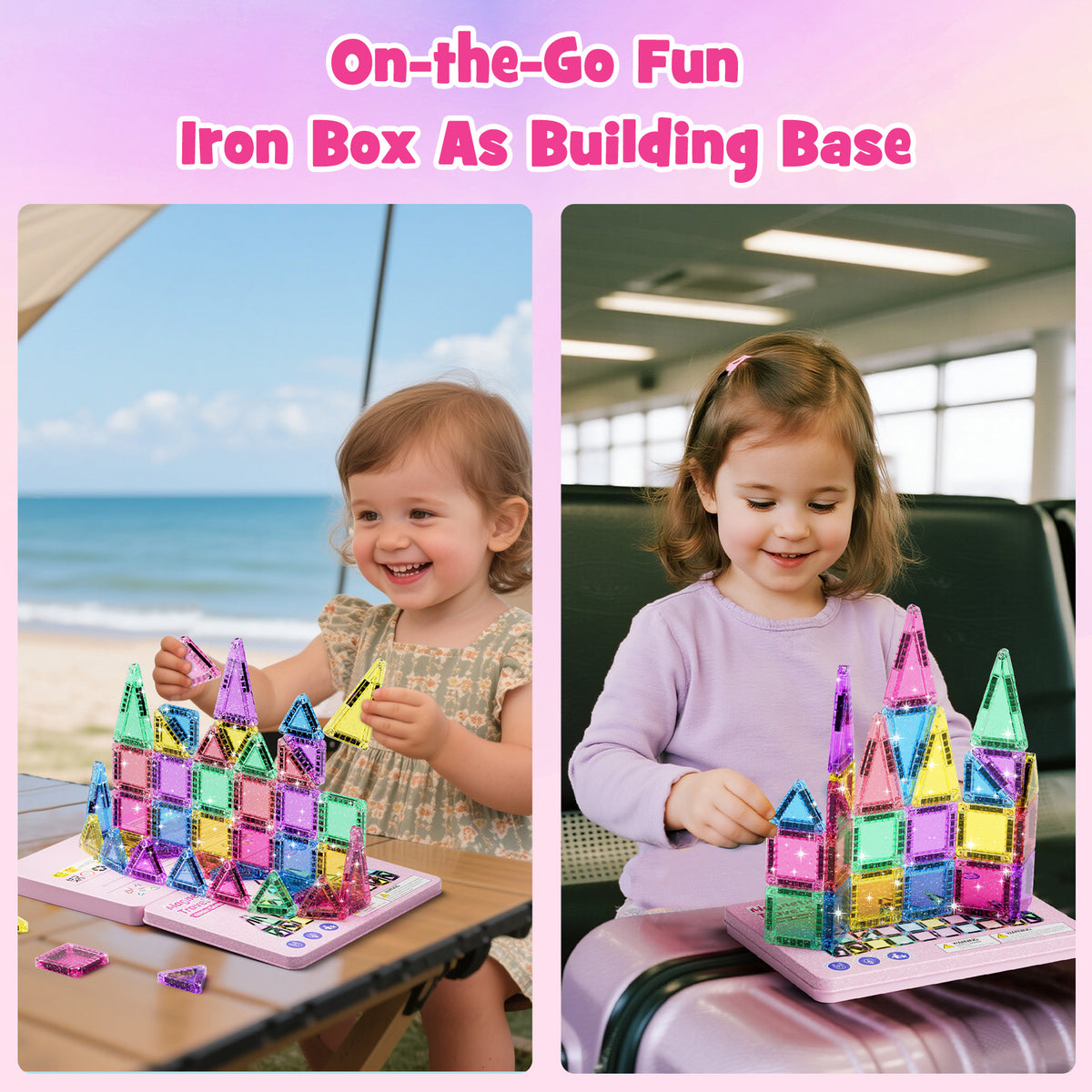 42PCS Glitter Candy Colors Magnetic Tiles Set S1109 image 5