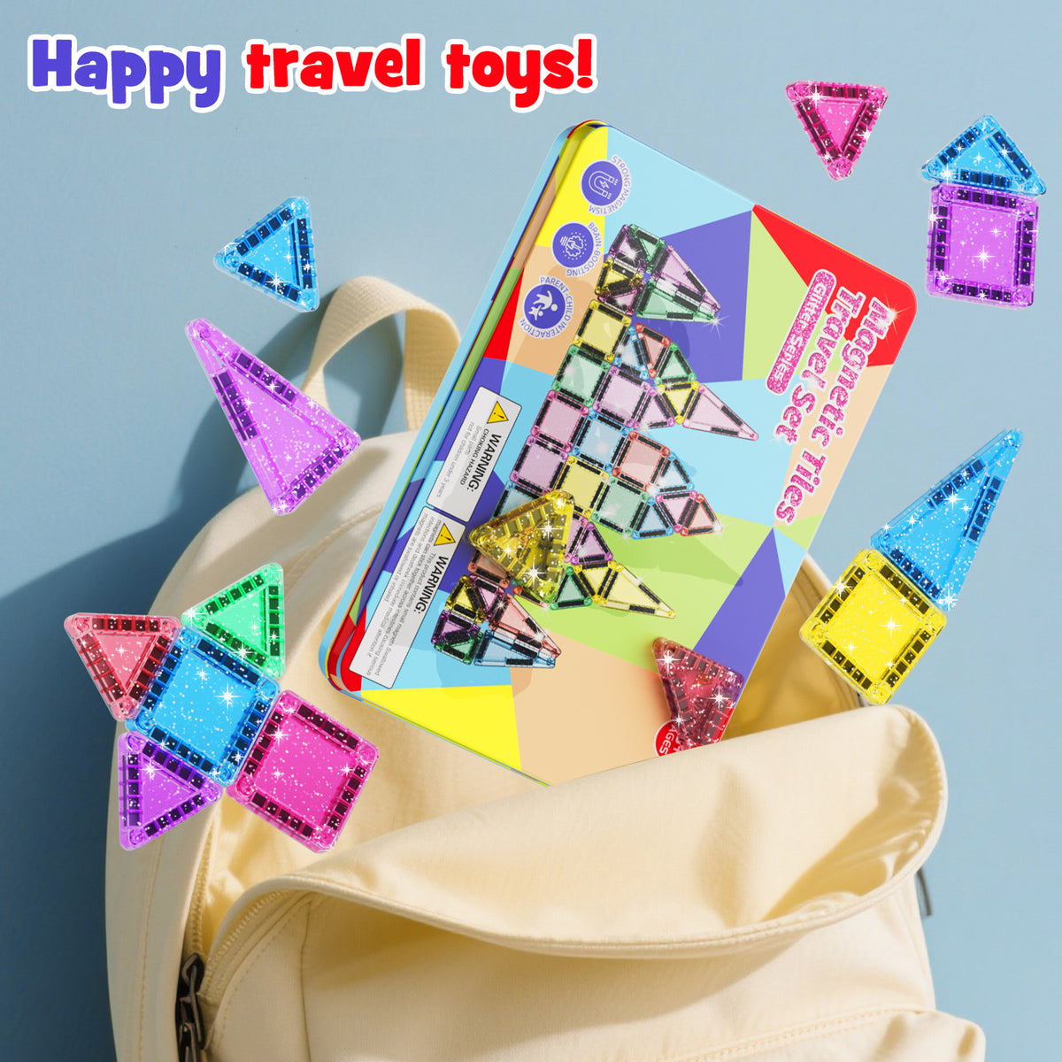 42PCS Glitter Candy Colors Magnetic Tiles Set S1110 image 7