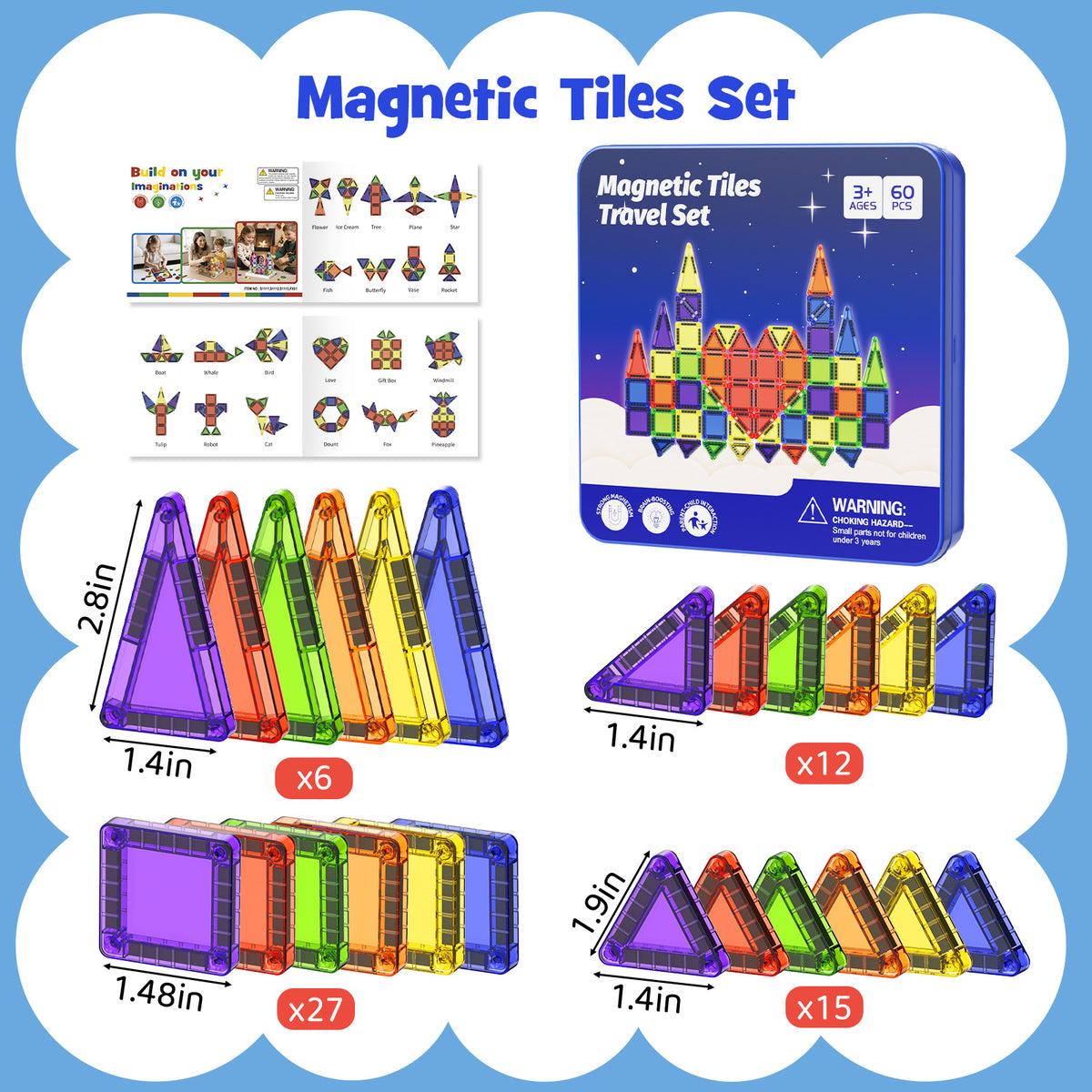 60PCS Gem Magnetic Tiles S1111 image 2
