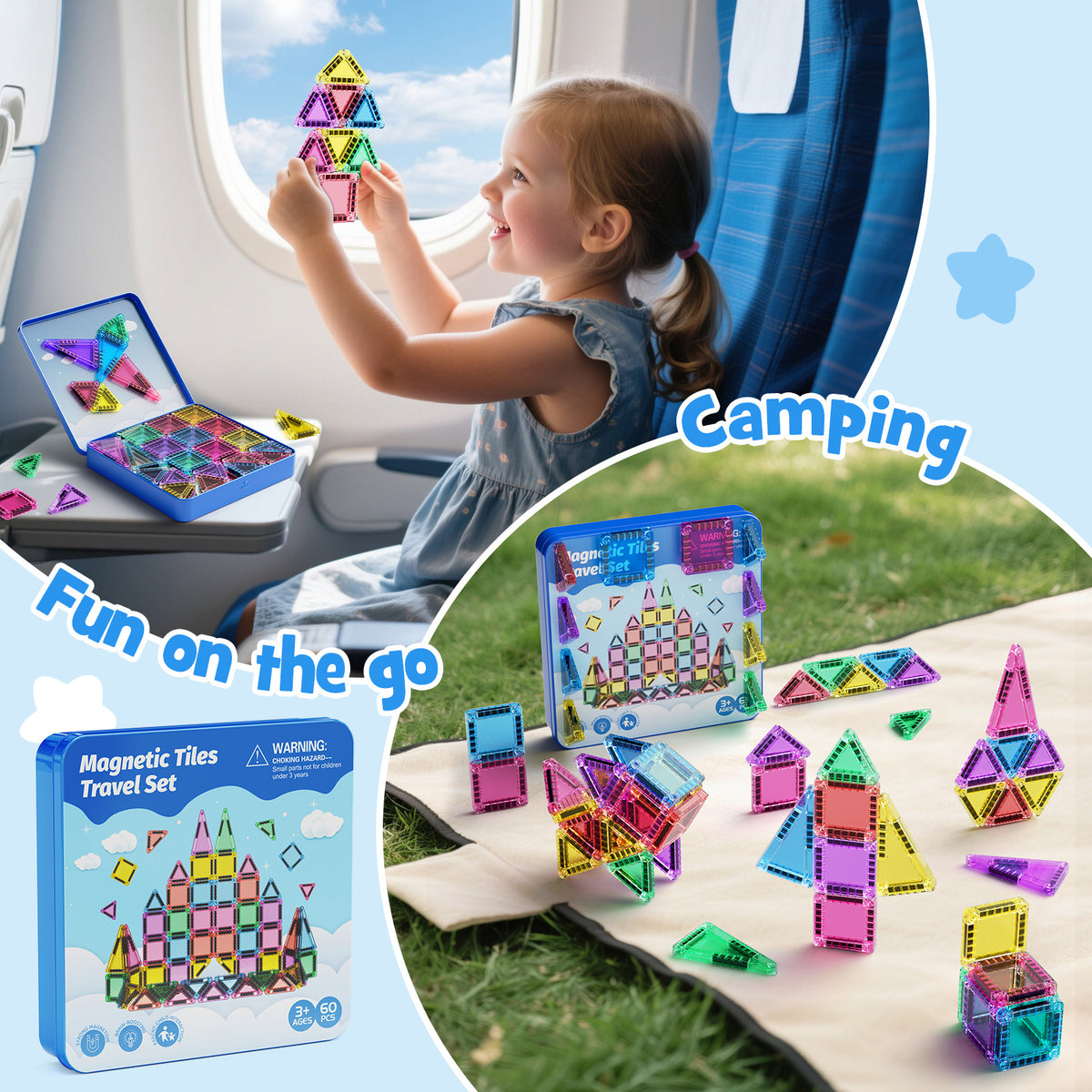 60PCS Candy Colors Magnetic Tiles Set S1114 image 5