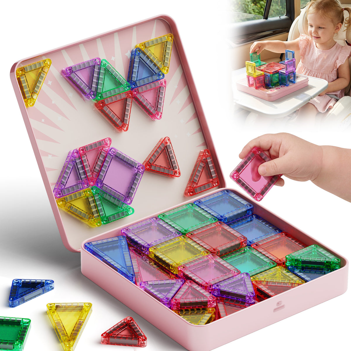 60PCS Candy Colors Magnetic Tiles Set S1115 image 3