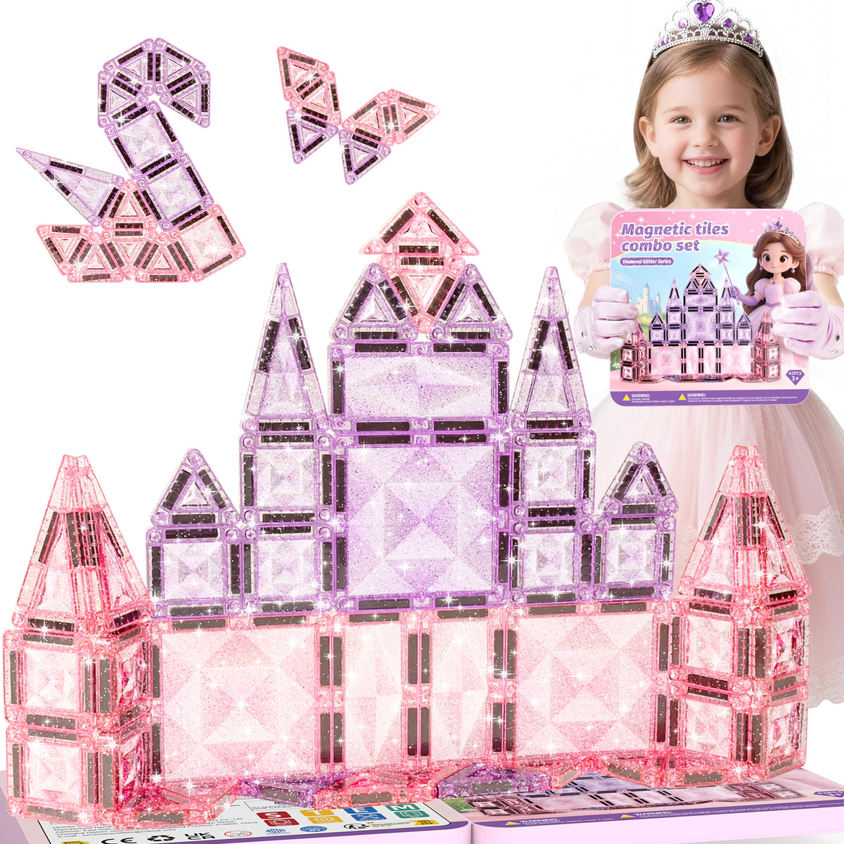 42PCS Large + Small Princess Theme Magnetic Tiles Set S1133 image 2