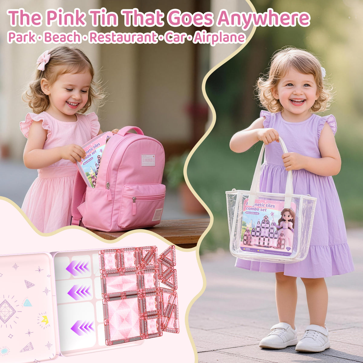 42PCS Large + Small Princess Theme Magnetic Tiles Set S1133 image 6