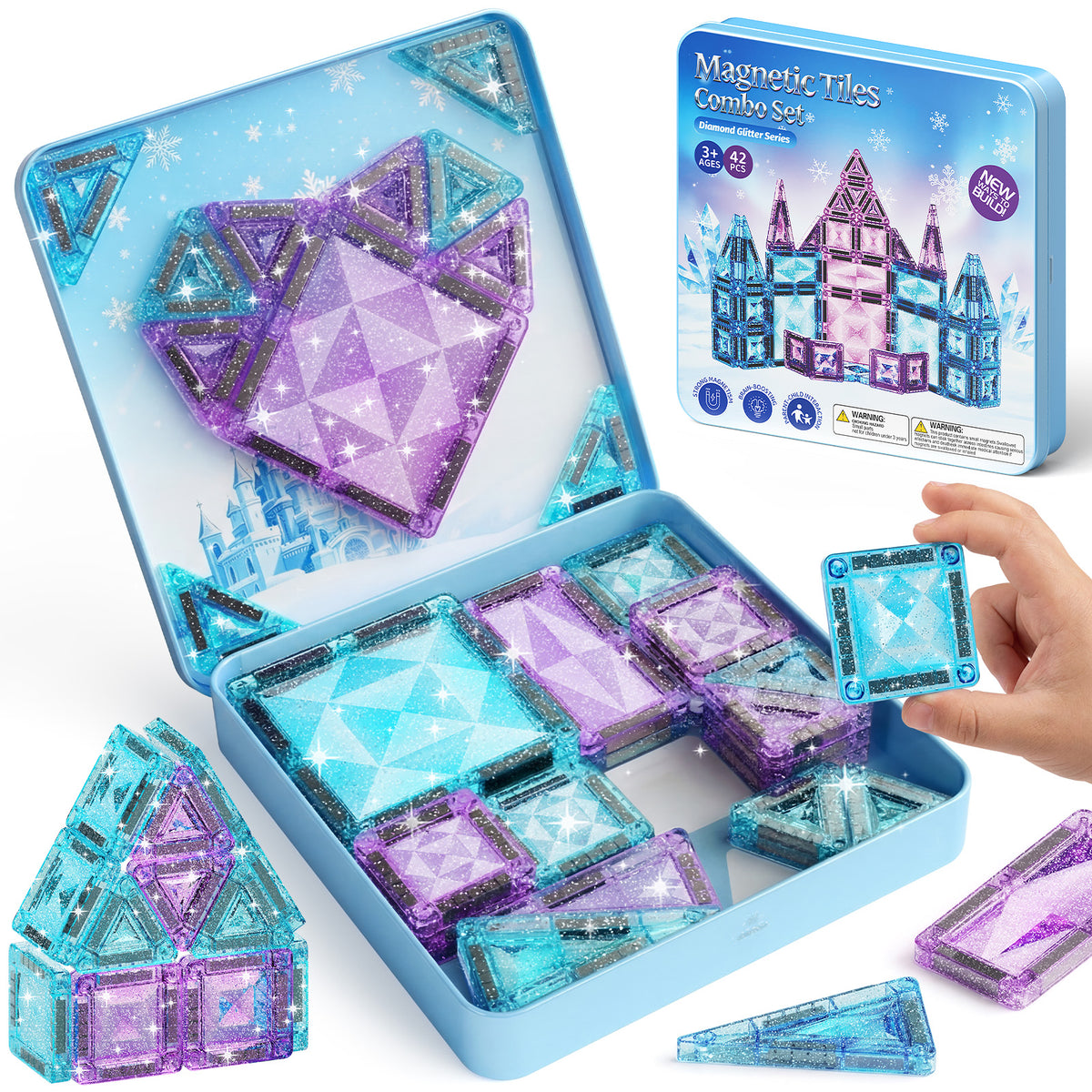 42PCS Large + Small Snow Theme Magnetic Tiles Set S1135 image 2