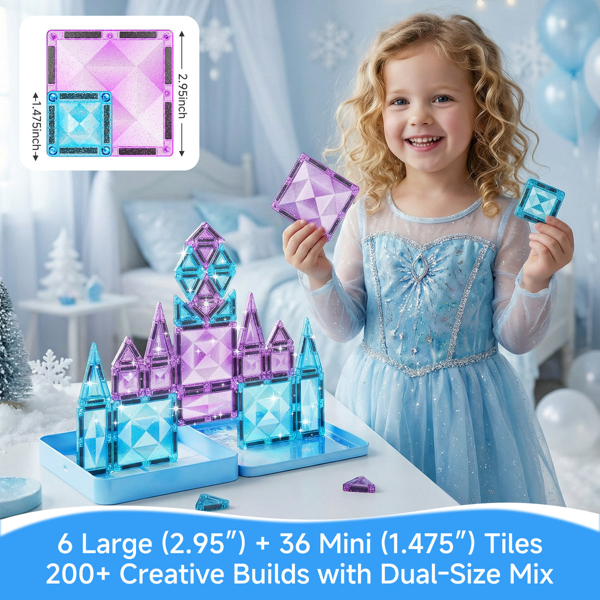 42PCS Large + Small Snow Theme Magnetic Tiles Set S1135 image 5
