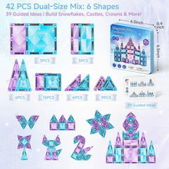 42PCS Large + Small Snow Theme Magnetic Tiles Set S1135 image 6