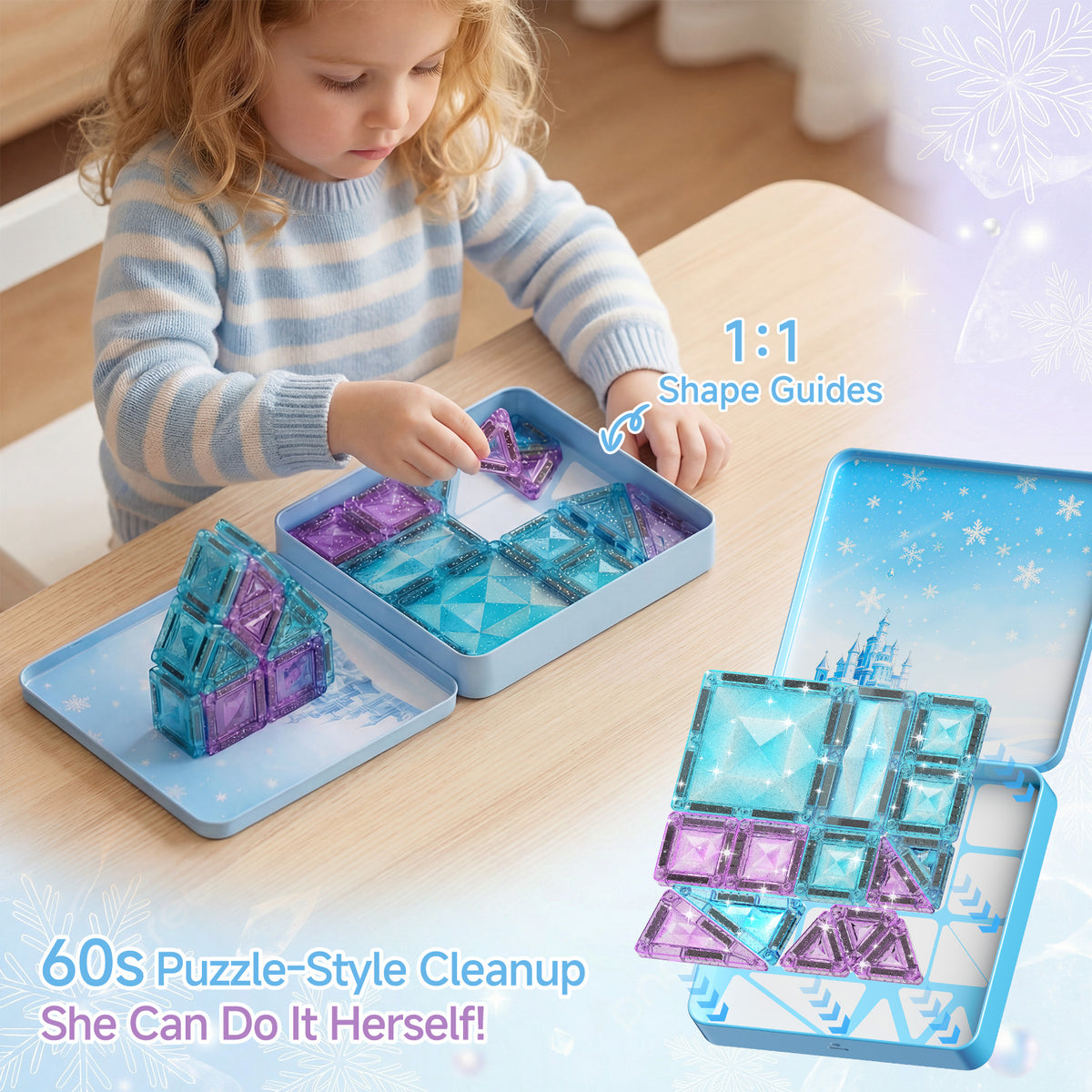 42PCS Large + Small Snow Theme Magnetic Tiles Set S1135 image 9