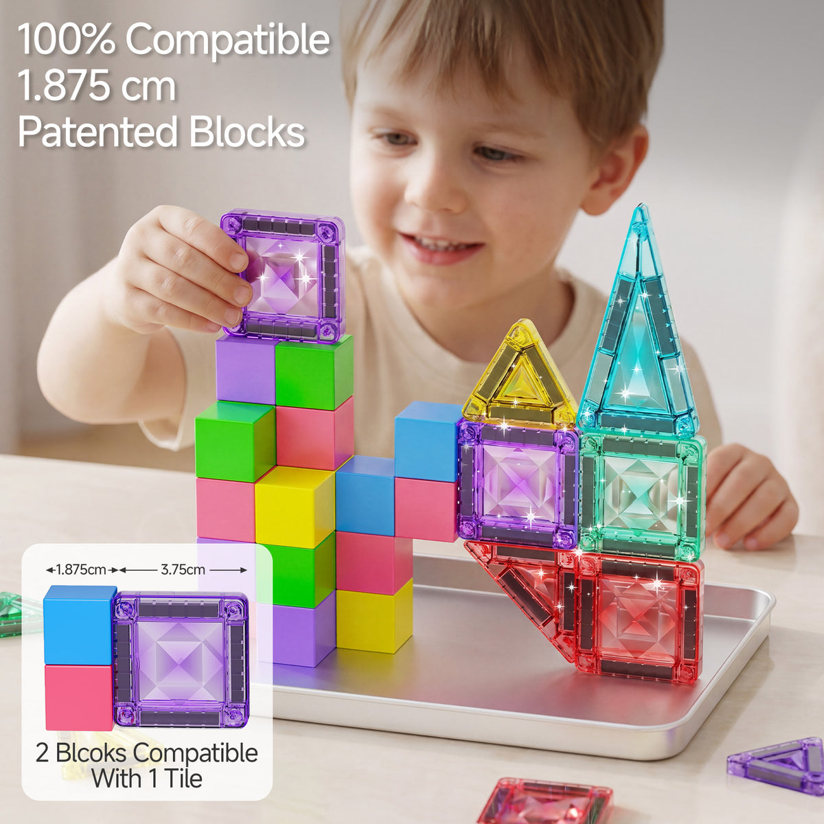 S1136 3-in-1 Magnetic Tiles & Magnetic Blocks Set S1136 image 4
