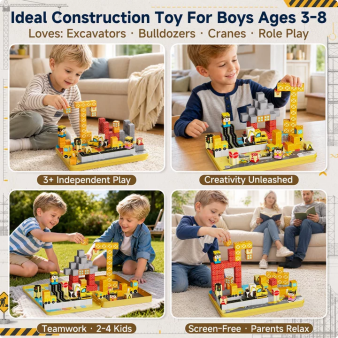 Magnetic Blocks Travel Kit: 100PCS Engineering Construction STEM Building Cubes with N32 Strong Magnets, Carry Tin Storage, Birthday Gifts for 3-8 Year Old Boys Set GC-100