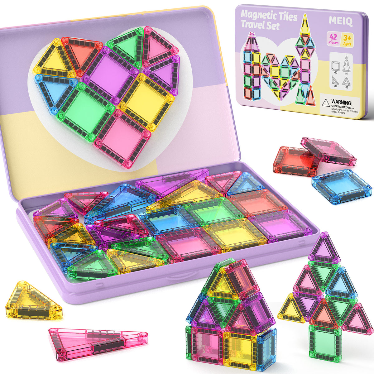 42PCS Candy Colors Magnetic Tiles Set S1106 image 1