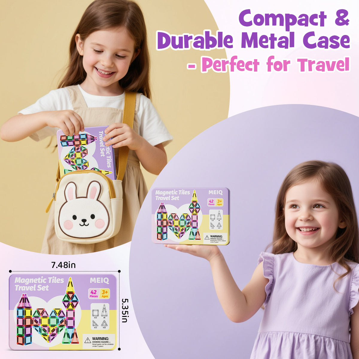 42PCS Candy Colors Magnetic Tiles Set S1106 image 3