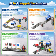 4 in 1 Magnetic Tiles Road Set S1142