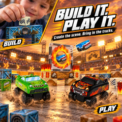 Monster Truck Magnetic Blocks Set: 6 Scenes, Role‑Play Game, 60 Min Focus Set GSKC-054