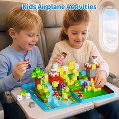Magnetic Blocks for Kids Travel : 100PCS Portable Tin & Tiles - Adventure Theme Role Play 60-Min Focus - Car Airplane Activities Ages 3-8 Set M-100