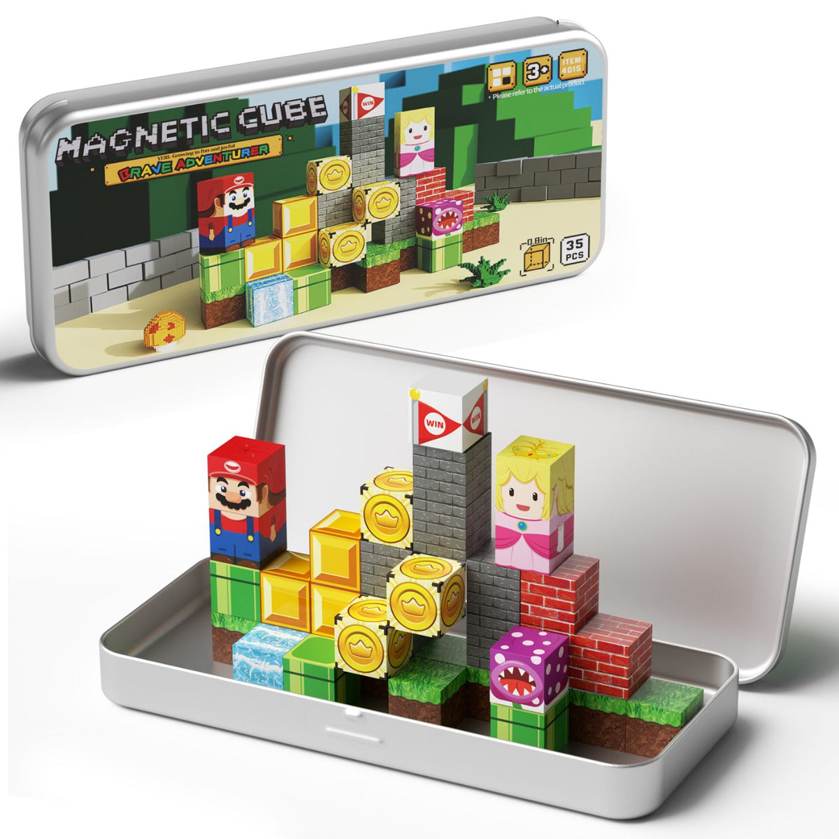 Magnetic Building Blocks Travel Toys for Kids Ages 4-8, Toddler Magnetic Cubes STEM Learning Set with Iron Storage Box – Portable Construction Toys for Boys Girls 3-5 Set 4015