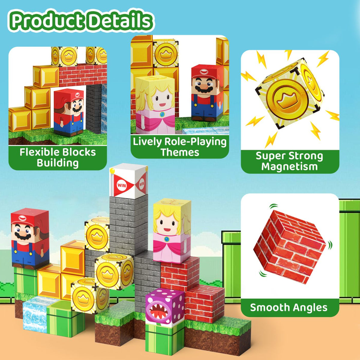 Magnetic Building Blocks Travel Toys for Kids Ages 4-8, Toddler Magnetic Cubes STEM Learning Set with Iron Storage Box – Portable Construction Toys for Boys Girls 3-5 Set 4015