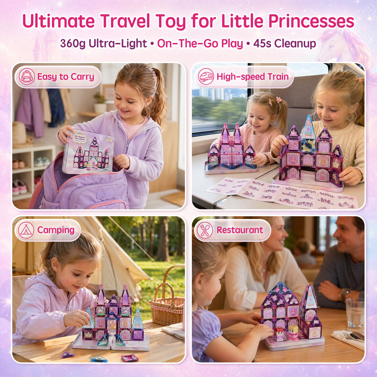 42PCS Unicorn Mini Magnetic Tiles (3.75cm) Set S1138