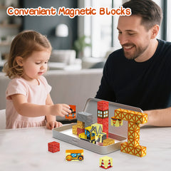 WMXDU Magnetic Blocks with Magnet Box-35PCS Magnet Cubes, Magnetic Tiles Kids Build Cubes Travel Game Toys, Road Trip ‌Sensory Toy Christmas Birthday Gifts for Boys & Girls Ages 3 Set 4016