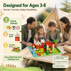 Magnetic Cubes Farm Travel for Kids: Hold 15 Blocks, 60s Storage | 100 PCS Animal Building Set, N32 Magnets & Portable Tin Case – Screen-Free Car, Plane & Road Trip Toy for 2 Toddlers Ages 3-8 Set NC-100