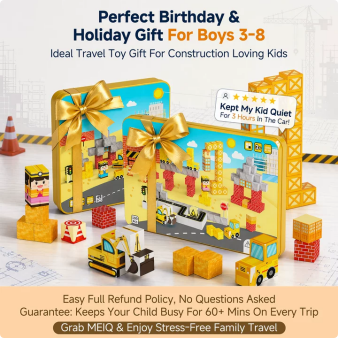Magnetic Blocks Travel Kit: 100PCS Engineering Construction STEM Building Cubes with N32 Strong Magnets, Carry Tin Storage, Birthday Gifts for 3-8 Year Old Boys Set GC-100