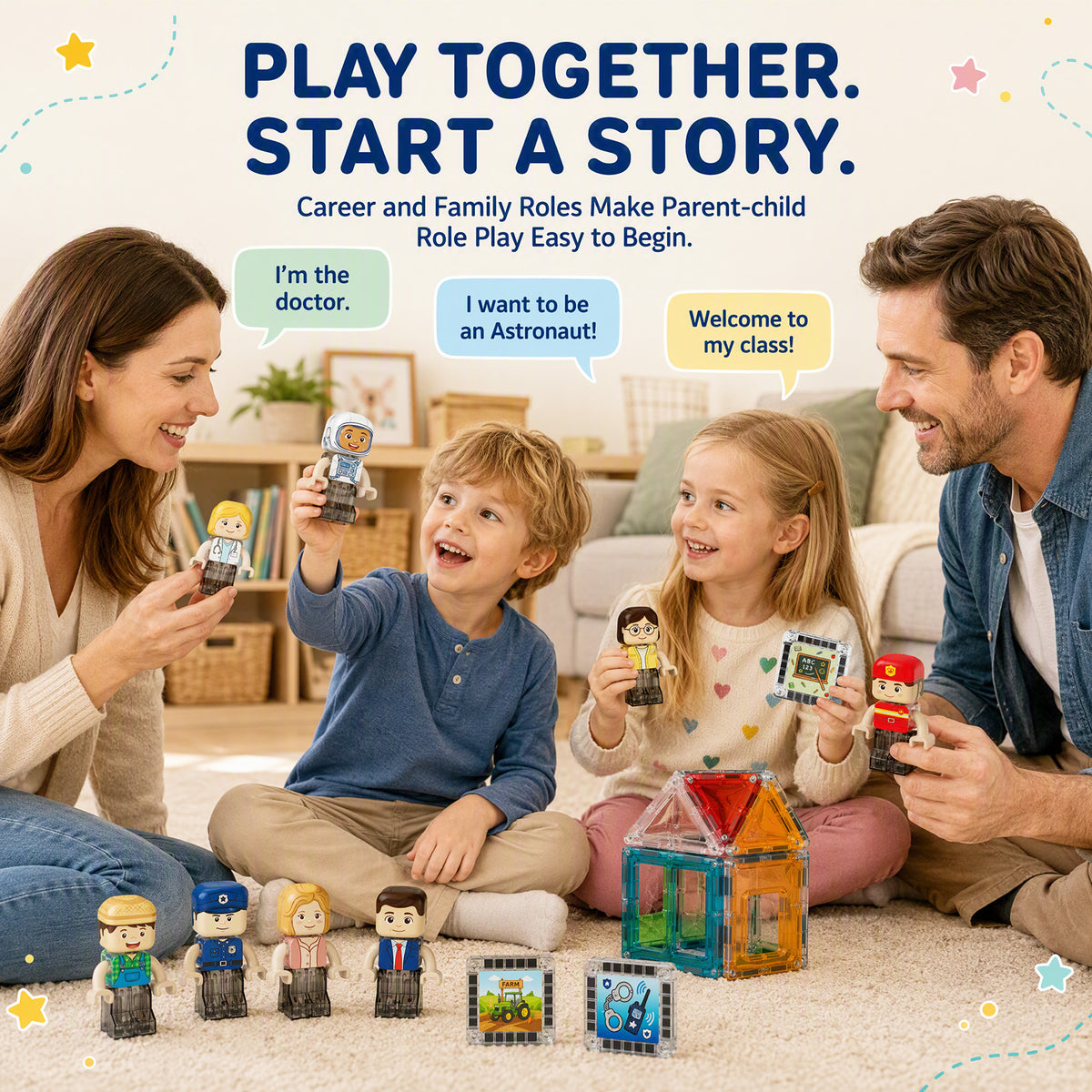Magnetic Figures for Kids: 24-Piece Career & Family Play Set S1139