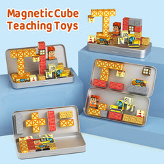 WMXDU Magnetic Blocks with Magnet Box-35PCS Magnet Cubes, Magnetic Tiles Kids Build Cubes Travel Game Toys, Road Trip ‌Sensory Toy Christmas Birthday Gifts for Boys & Girls Ages 3 Set 4016