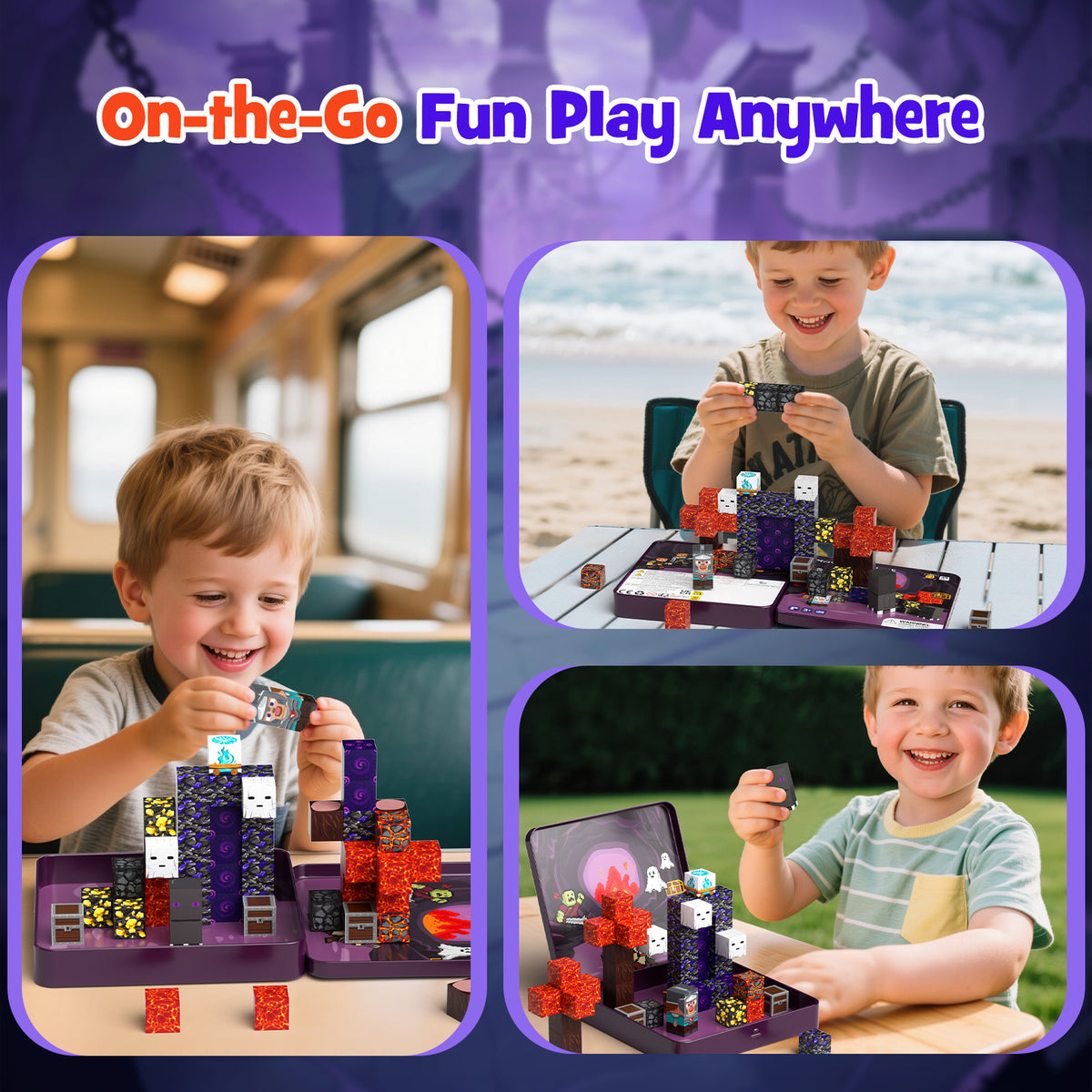 Click to see full view WMXDU Mini Magnetic Blocks, Magnetic Cubes Game with Iron Box 49 PCS Magnet Tiles Building Blocks Toddler Toy STEM Sensory Outdoor Creative Kids Travel Toys for 3+ Year Old Set 4023