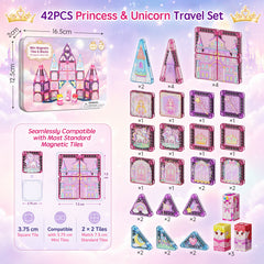 42PCS Unicorn Mini Magnetic Tiles (3.75cm) Set S1138