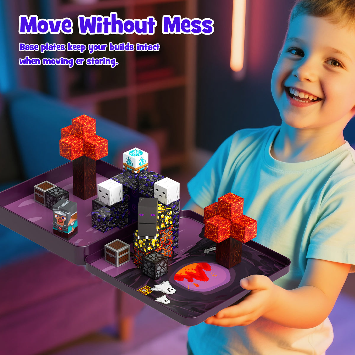 Click to see full view WMXDU Mini Magnetic Blocks, Magnetic Cubes Game with Iron Box 49 PCS Magnet Tiles Building Blocks Toddler Toy STEM Sensory Outdoor Creative Kids Travel Toys for 3+ Year Old Set 4023