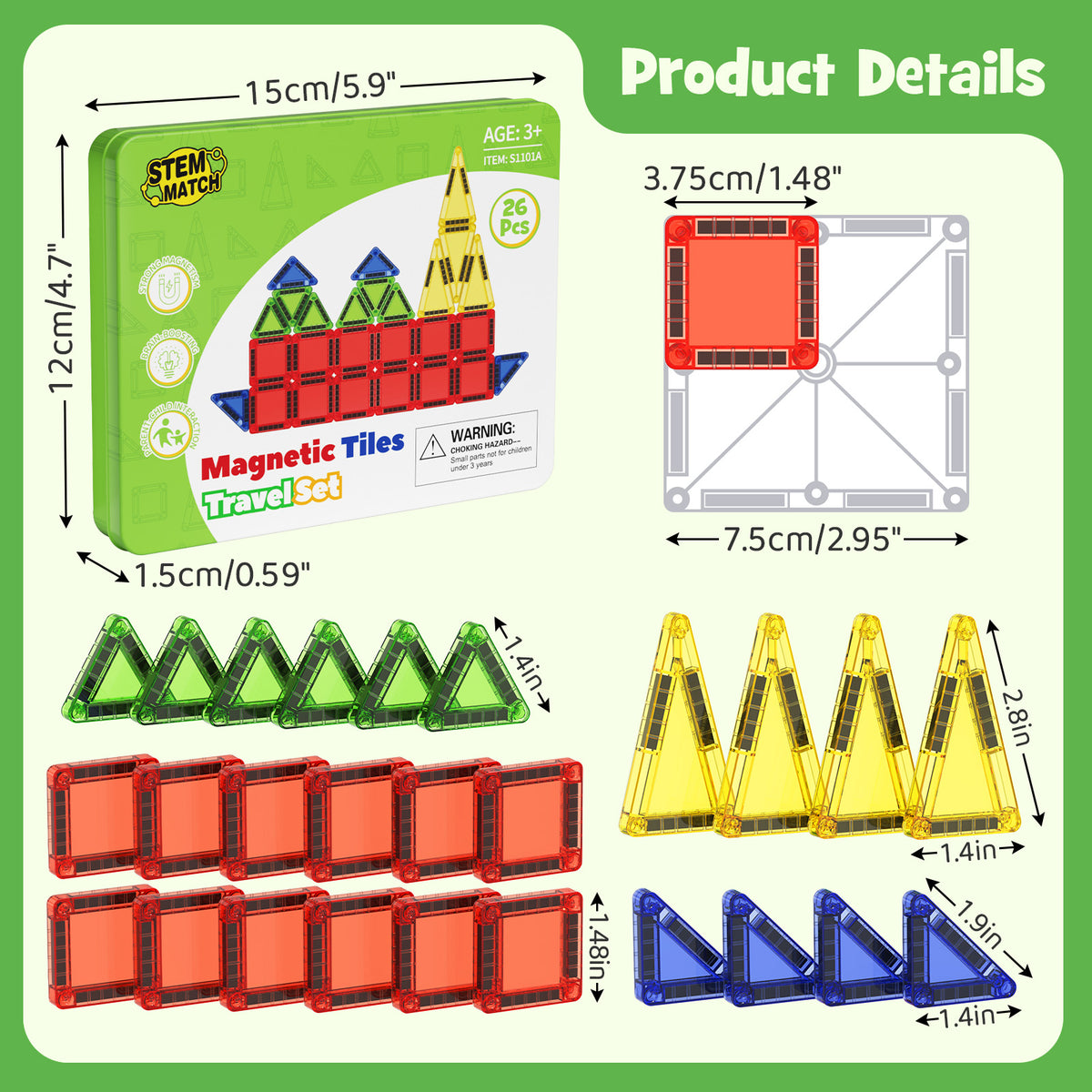 26PCS Magnetic Tiles S-1101A image 8